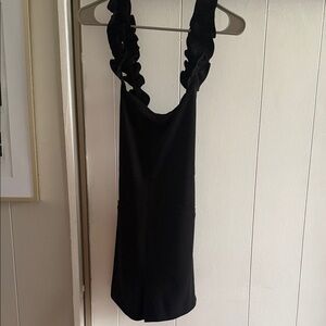 Kittenish Black Ruffle Strap Romper